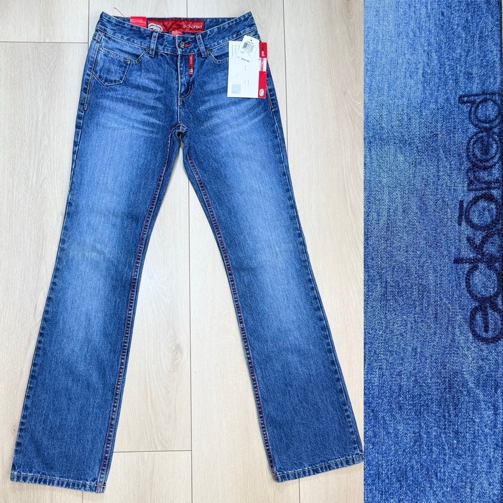 Y2K Ecko Red Womens 3 Bootcut Jeans NWT Blue Low Rise Logo Denim Pants 2000s